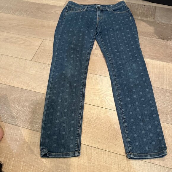 LOFT WOMENS SIZE 4 SKINNY POLKA DOT DENIM JEANS - Picture 2 of 10